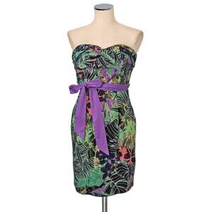 Vacay Wedding Anthropologie EDME & ESYLLTE Tropical Print Strapless Dress 2